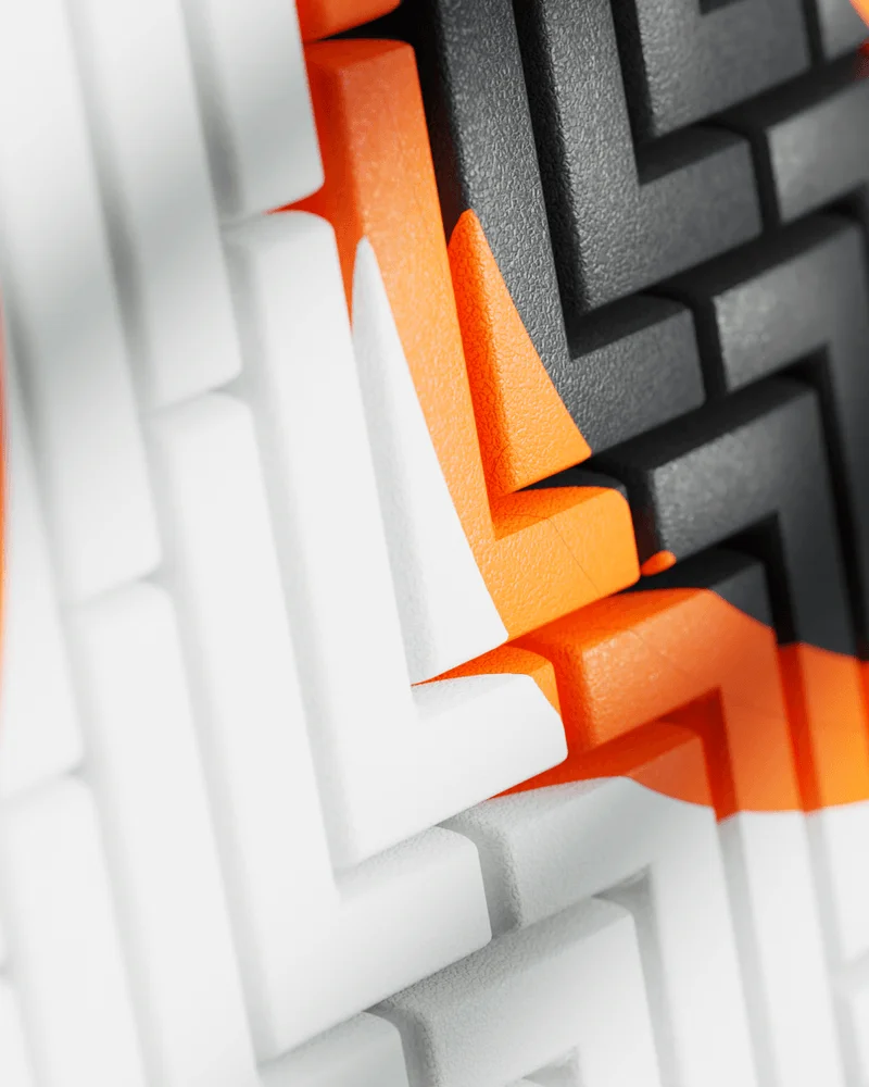 Decorative geometric pattern with white, orange, and black colors